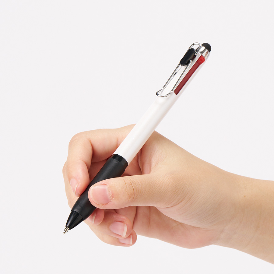 タッチペン付メタルクリップ3色ボールペン