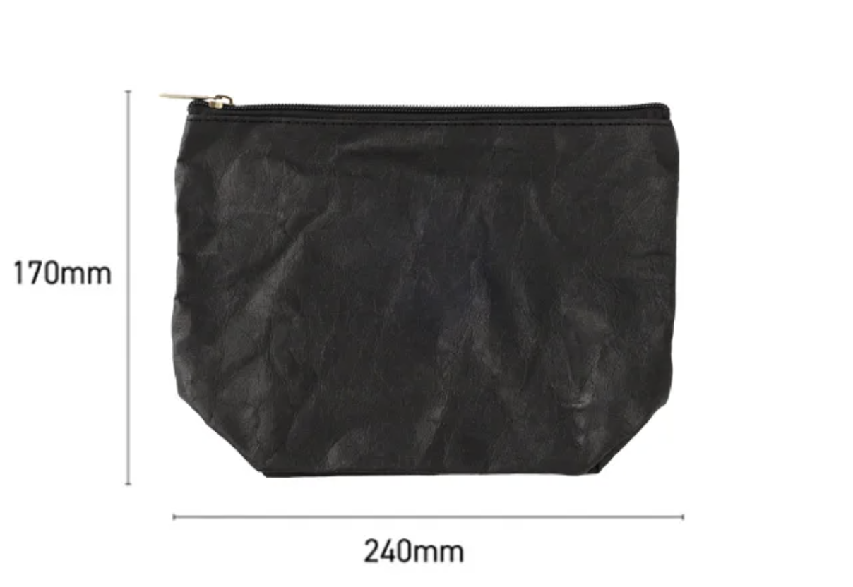 ウォッシャブルペーパーポーチ（黒）　Washable Paper Pouch -Black-