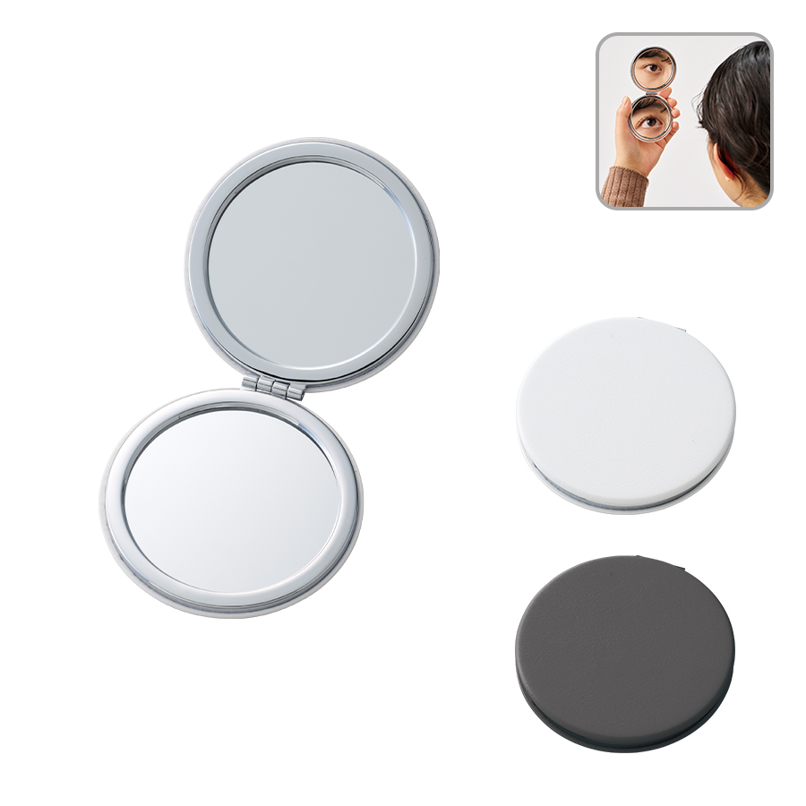 合皮コンパクトミラー　ラウンド