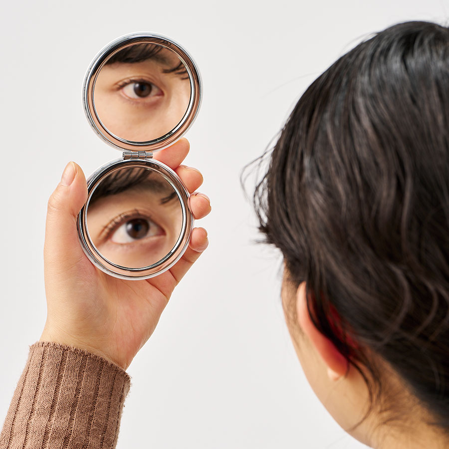 合皮コンパクトミラー　ラウンド