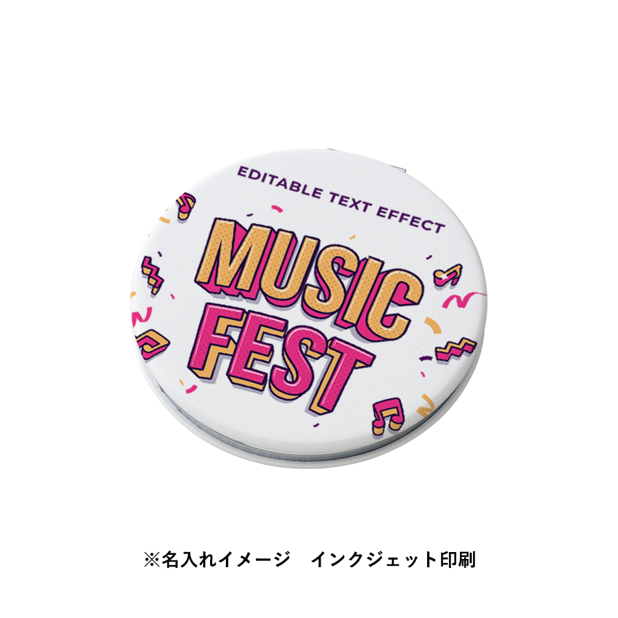 合皮コンパクトミラー　ラウンド