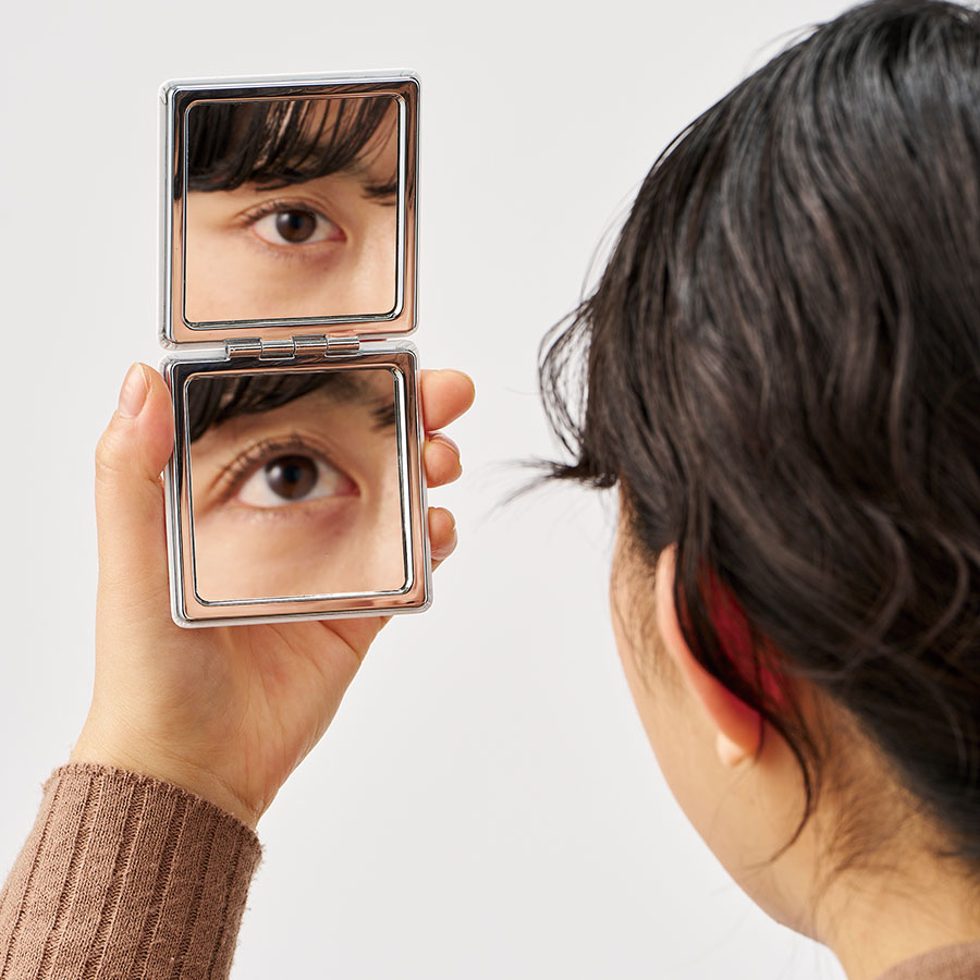 全面印刷できる合皮コンパクトミラー　スクエア