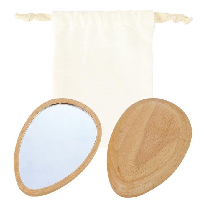 ナチュラルウッド・コンパクトミラー（巾着付き）