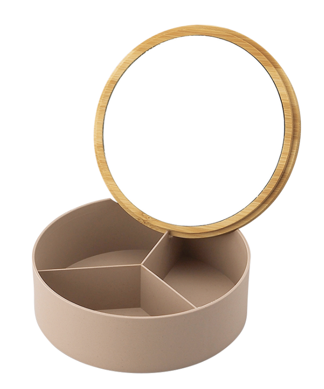 バンブーファイバーミラー付き小物入れ