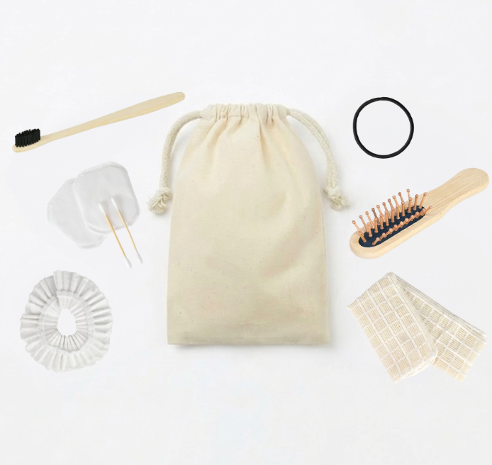 コットン巾着付き女性用アメニティセット（袋タイプ）　SUS Amenity Set -for WOMEN- (Bag Type)