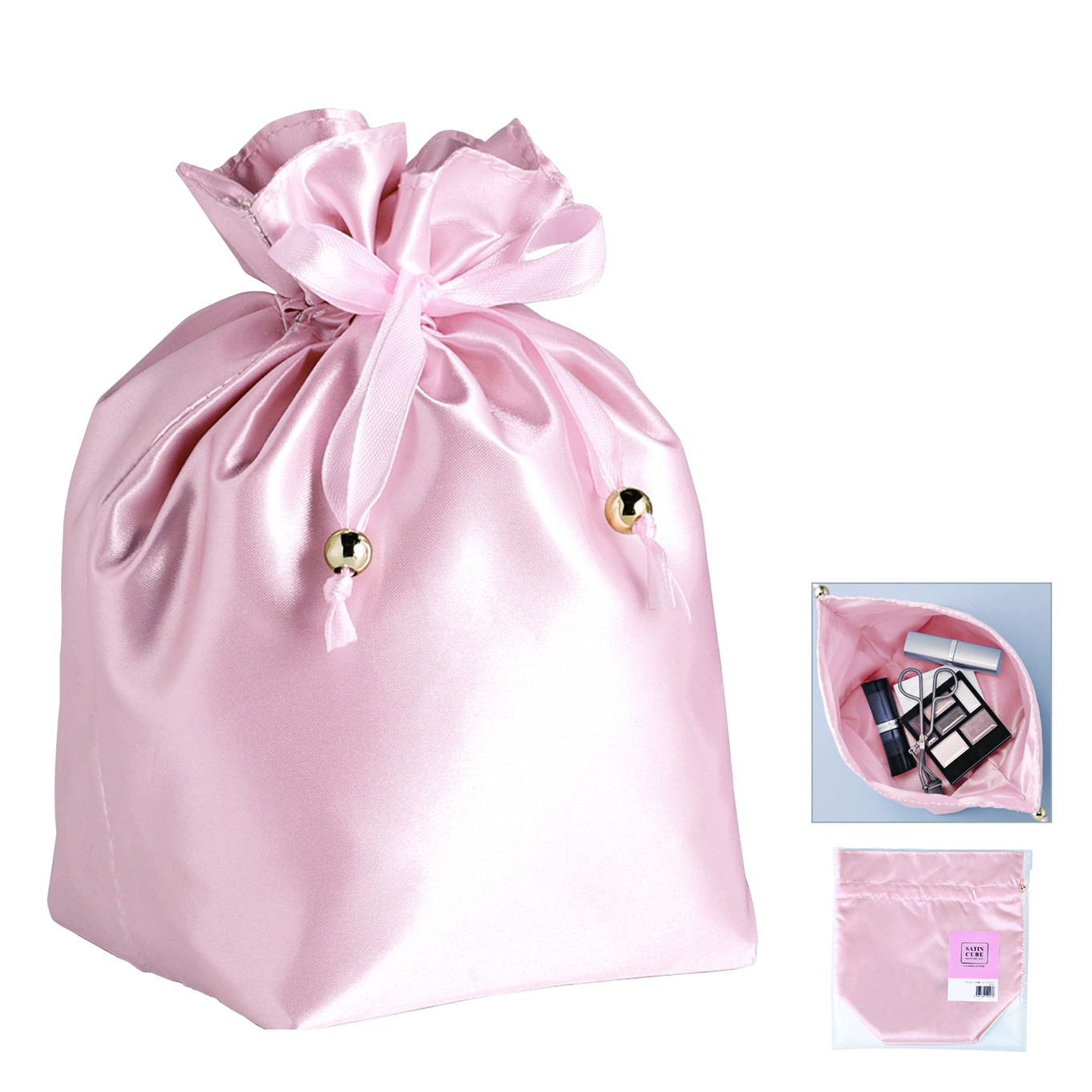 サテンキューブ巾着