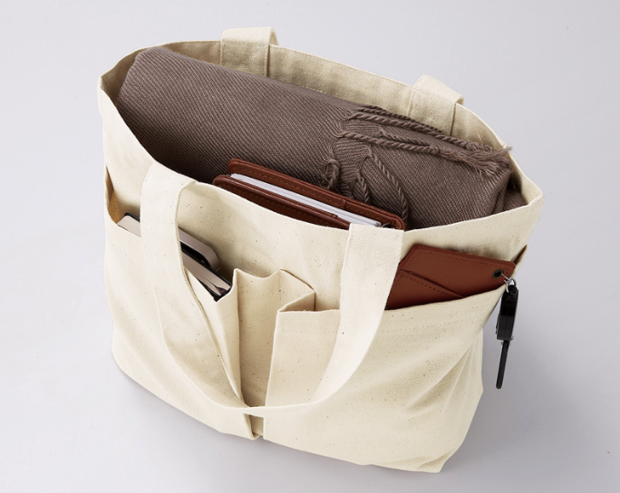 リサイクルコットン2ポケットトート