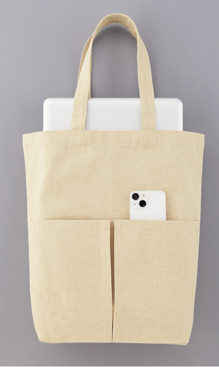 10オンス・厚生地2ポケットコットントート（マチ付）