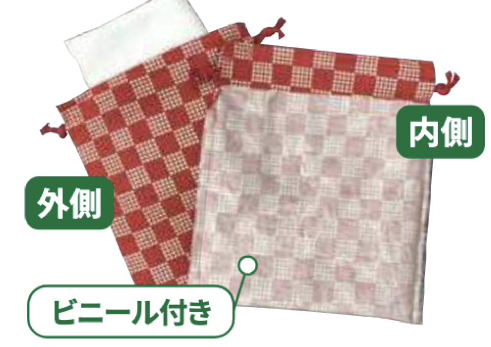 コットン和風柄巾着（小） 麻の葉柄【3色展開】