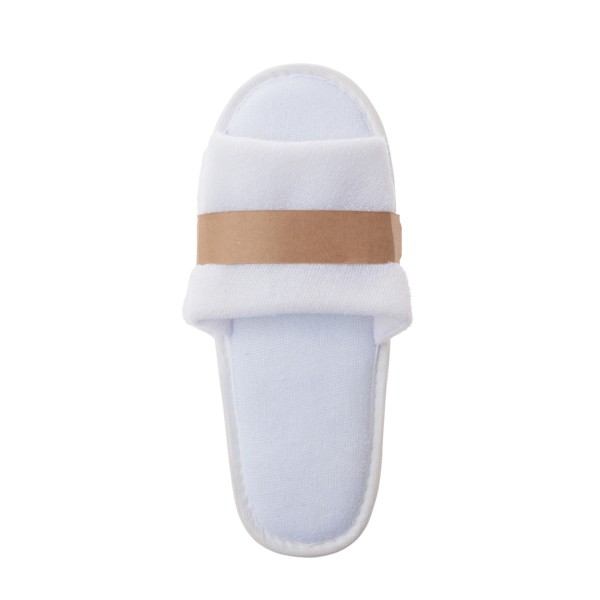 厚手パイル地スリッパ（白）/紙帯梱包　SUS Thick Pile Slippers -White-