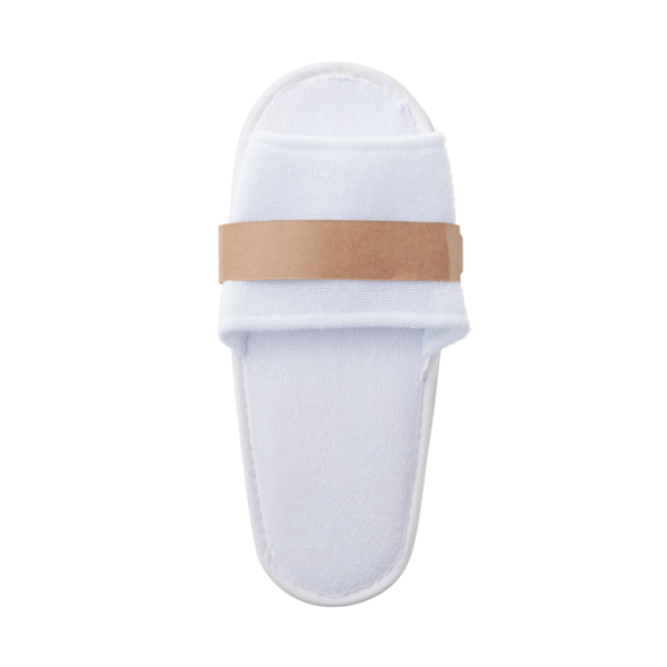 パイル地スリッパ（白）/紙帯梱包　SUS Pile Slippers -White-