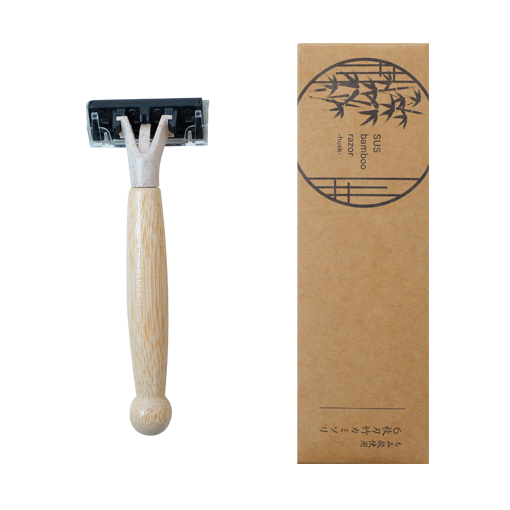 もみ殻使用 6枚刃竹カミソリ　SUS Bamboo Razor -Husk-