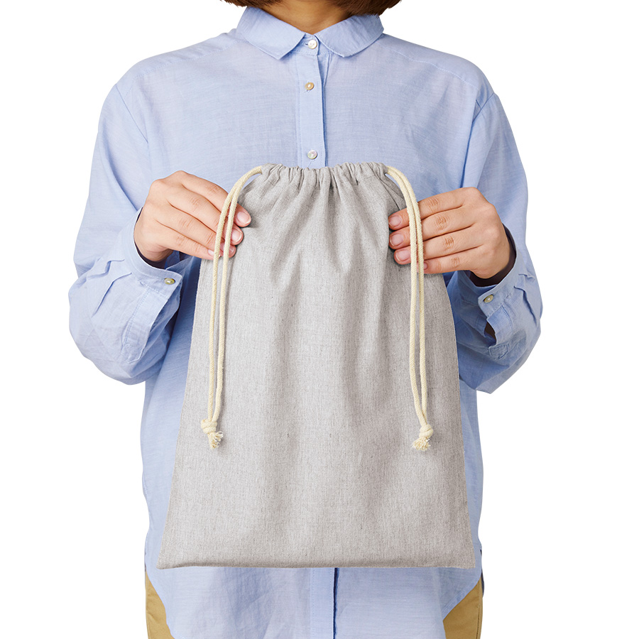 【セット】再生コットン巾着（L）ナチュラル