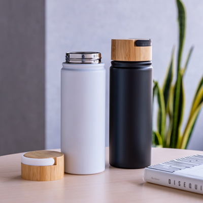 竹蓋ステンレスボトル（白）　Bamboo Stainless Bottle -White-