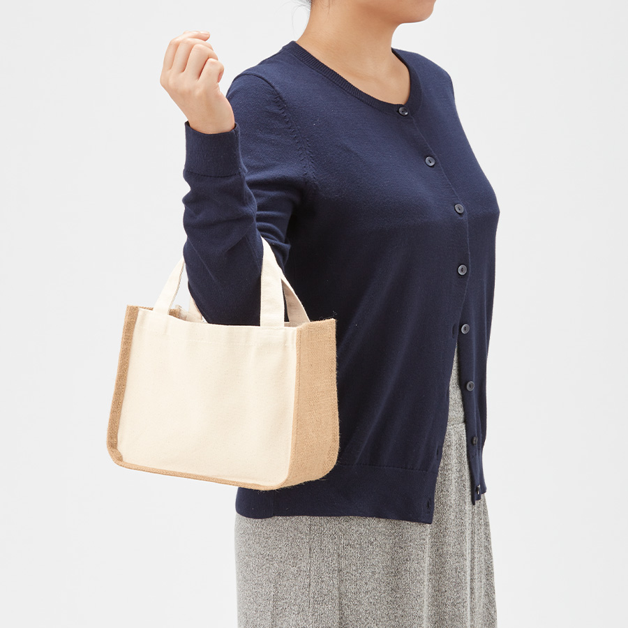 ジュート＆キャンバスコンビトート（S）　ナチュラル
