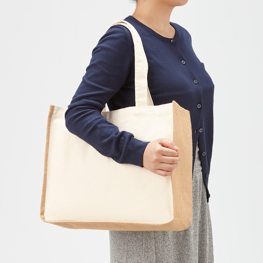 ジュート＆キャンバスコンビトート（L）　ナチュラル
