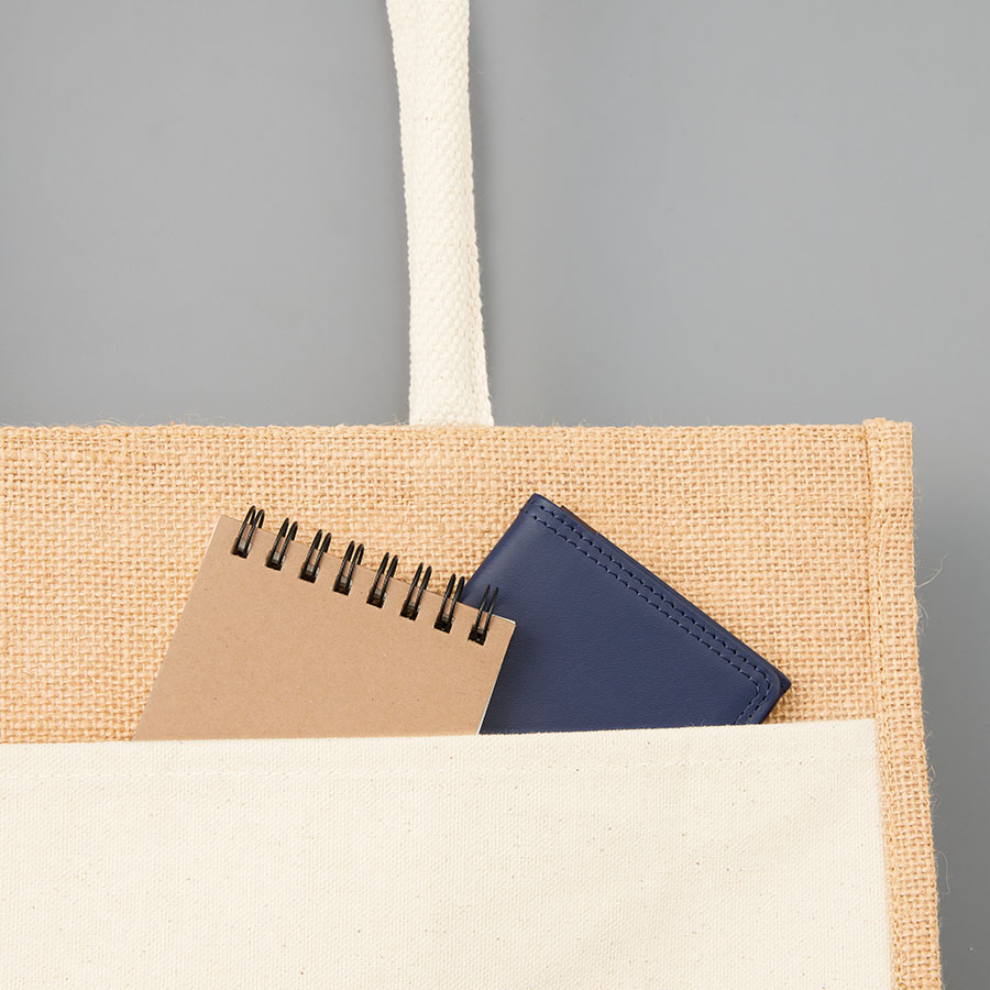 ジュート＆キャンバスポケットトート（S）　ナチュラル