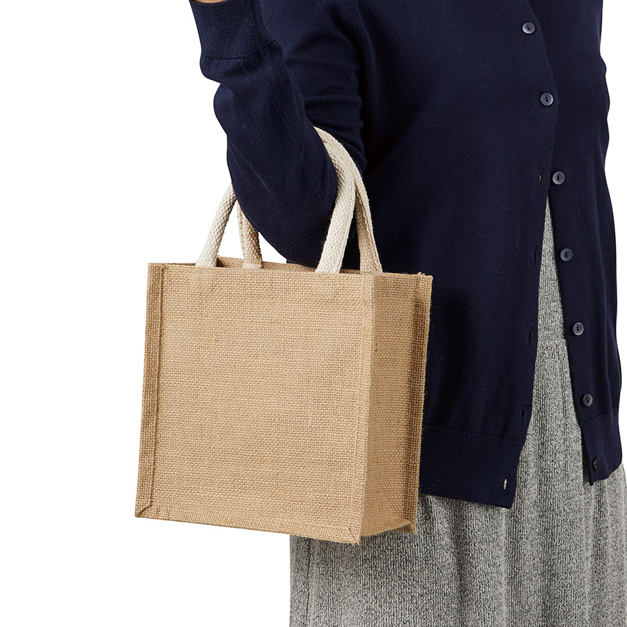 ジュートスクエアトート（S）　ナチュラルベージュ