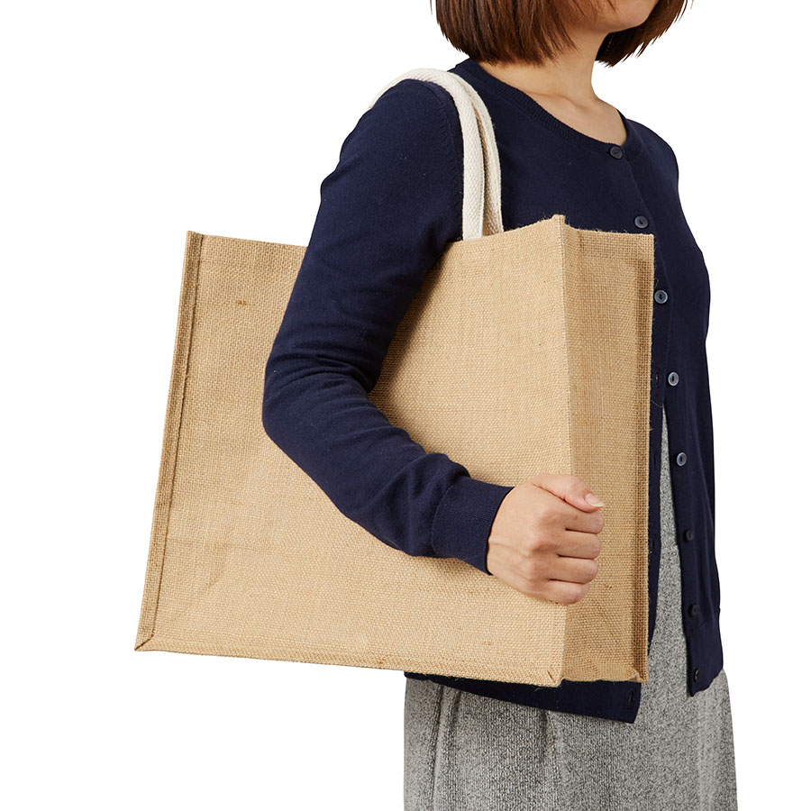 ジュートスクエアトート（L）　ナチュラルベージュ