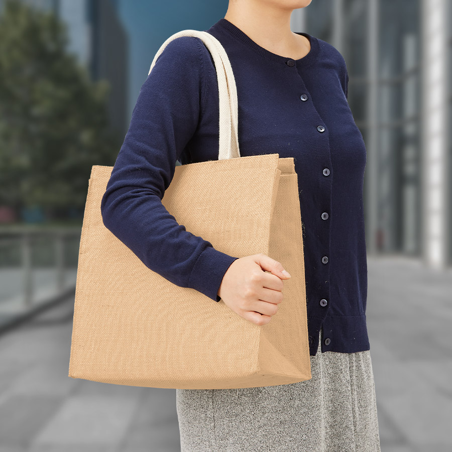 ジュートスクエア保冷トート（M）　ナチュラルベージュ