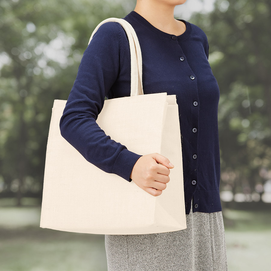 ジュートスクエア保冷トート（M）　ナチュラルホワイト