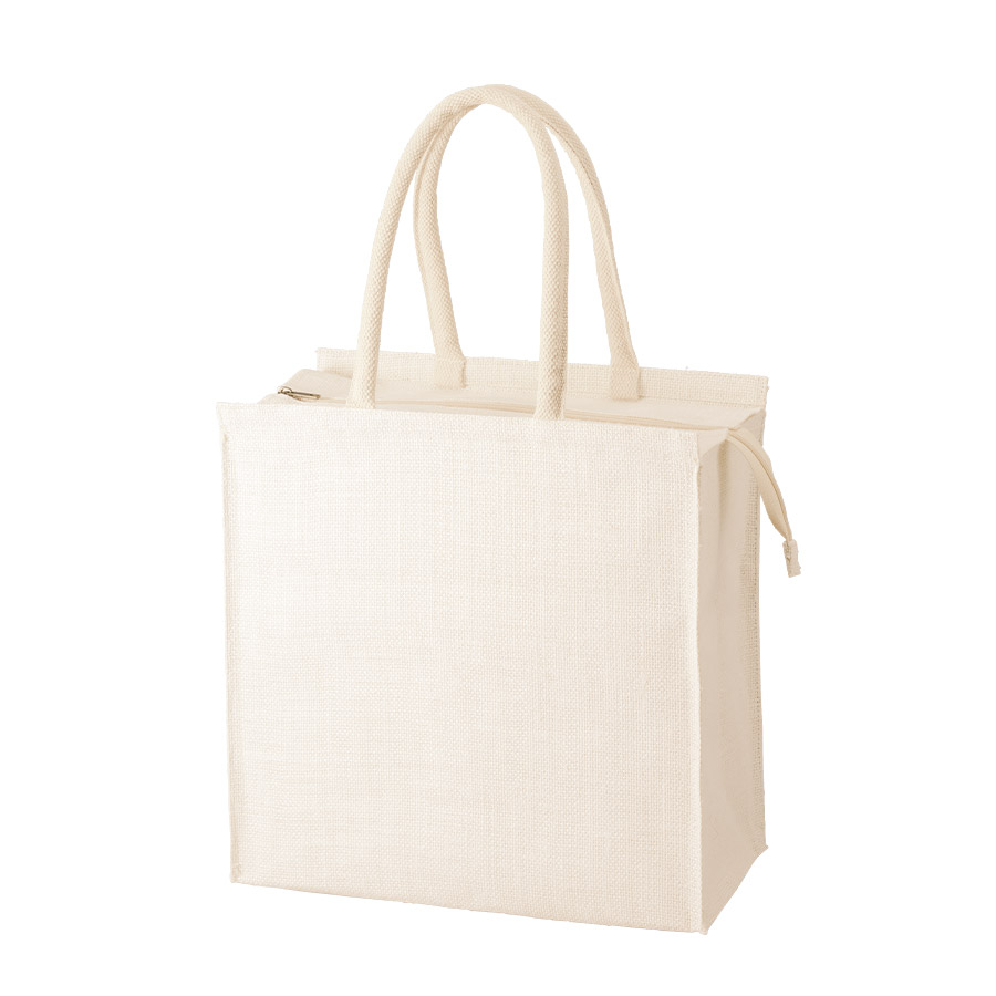 ジュートスクエア保冷トート（M）　ナチュラルホワイト