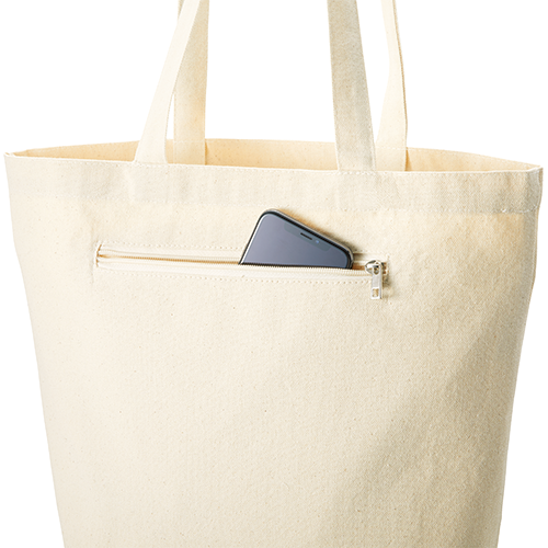 キャンバスファスナーポケットトート　ナチュラル