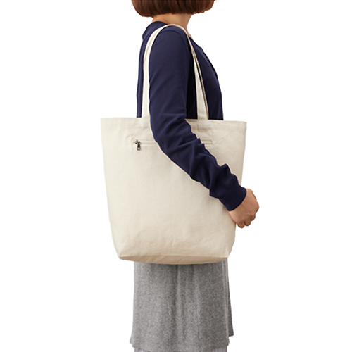キャンバスファスナーポケットトート　ナチュラル
