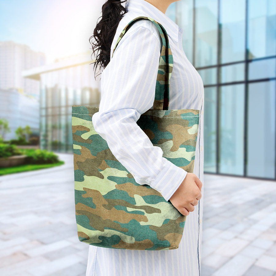 ライトウォッシュキャンバストート（M）　カモフラージュ