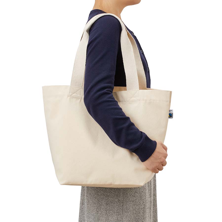 フェアトレードコットンキャンバストート（M） 内ポケット　ナチュラル
