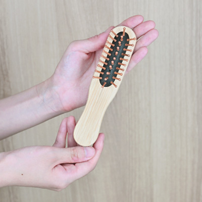 【特注】竹ヘアブラシ（袋タイプ）　SUS  Bamboo Hair Brush -Bag Type-