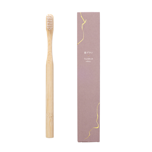 丸手竹歯ブラシ（白）- kintsugi -　SUS Round Handle Bamboo ToothBrush -white- - kintsugi -