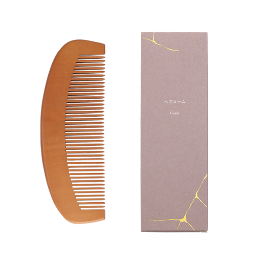 半円木製ヘアコーム - kintsugi -　SUS Wooden Hair Comb - kintsugi -