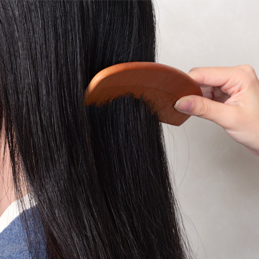 半円木製ヘアコーム - kintsugi -　SUS Wooden Hair Comb - kintsugi -