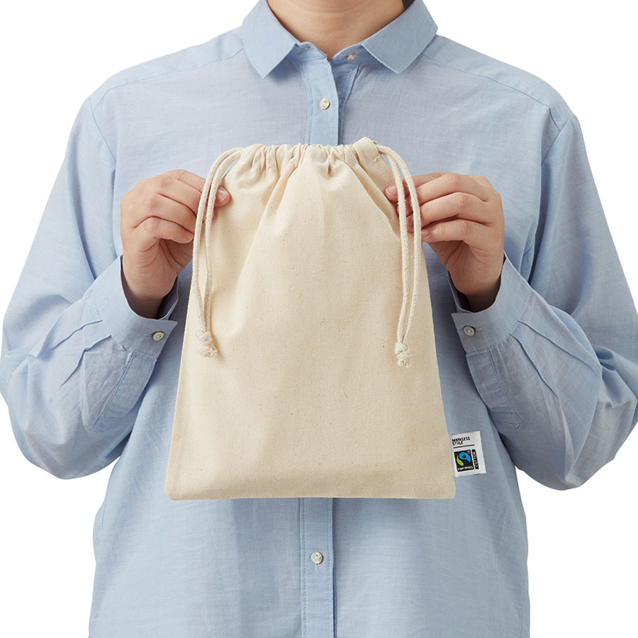 フェアトレードコットン巾着（M） ナチュラル