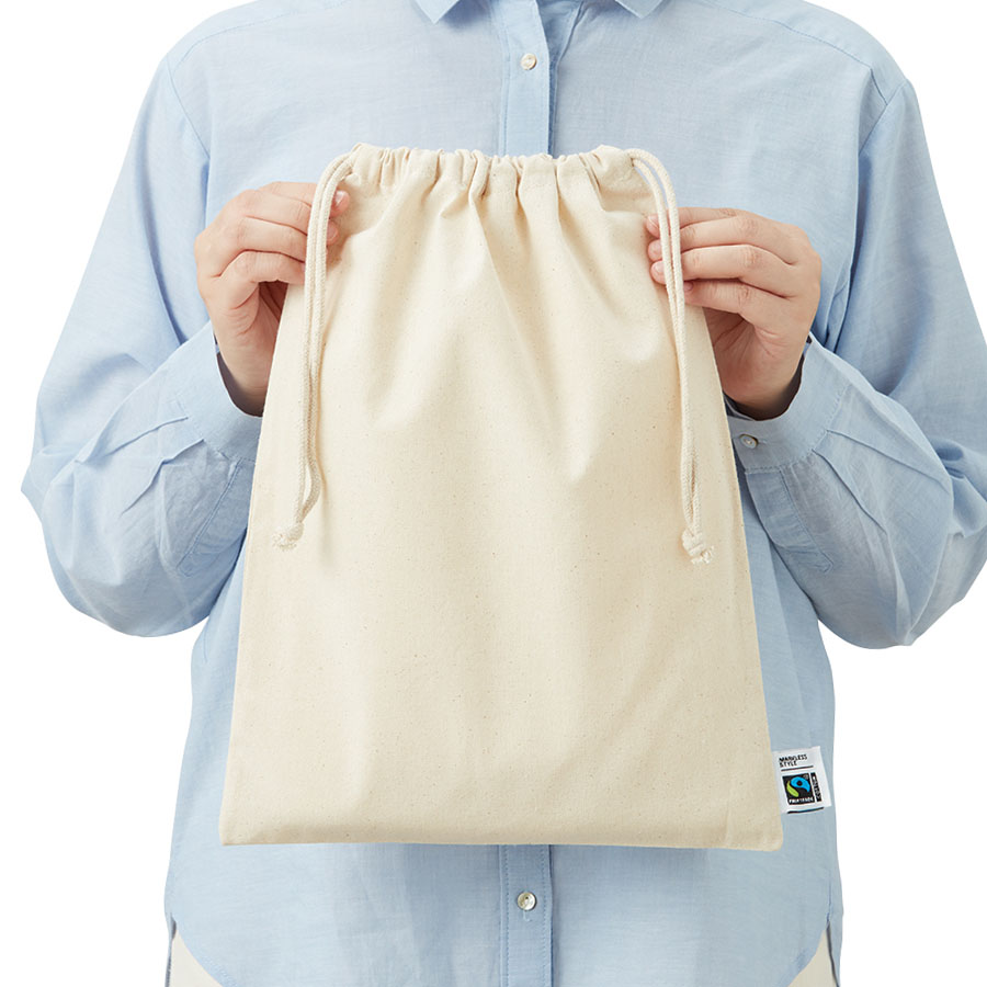 フェアトレードコットン巾着（L） ナチュラル