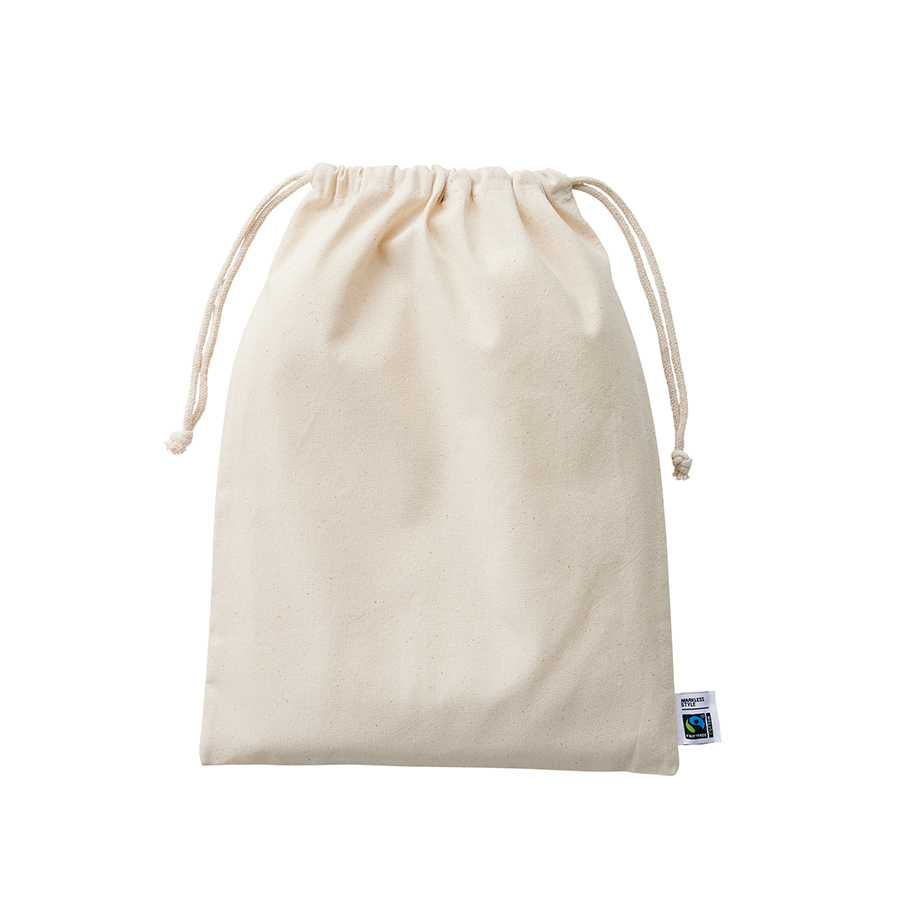 フェアトレードコットン巾着（L） ナチュラル