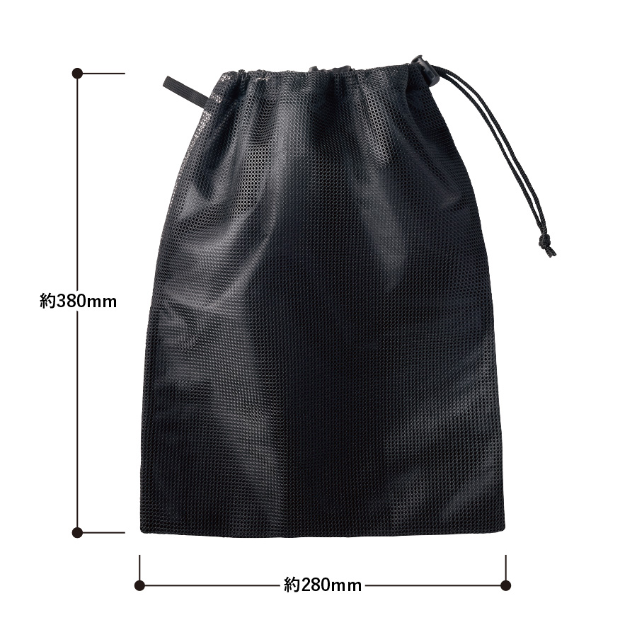 メッシュポリ巾着（L）　ブラック