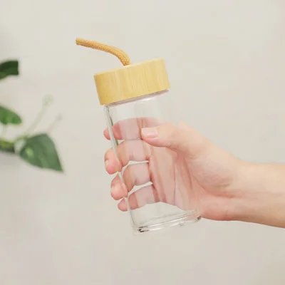 竹蓋ガラスボトル　SUS bamboo glass bottle