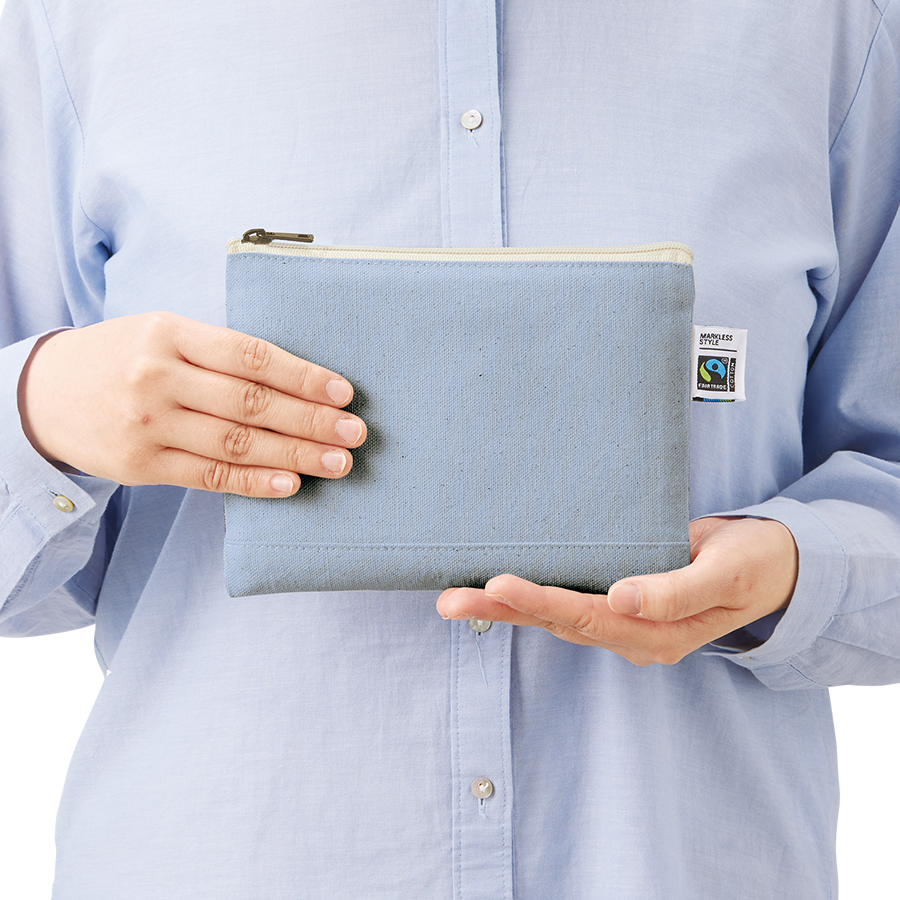 フェアトレードコットンキャンバスフラットポーチ（S）