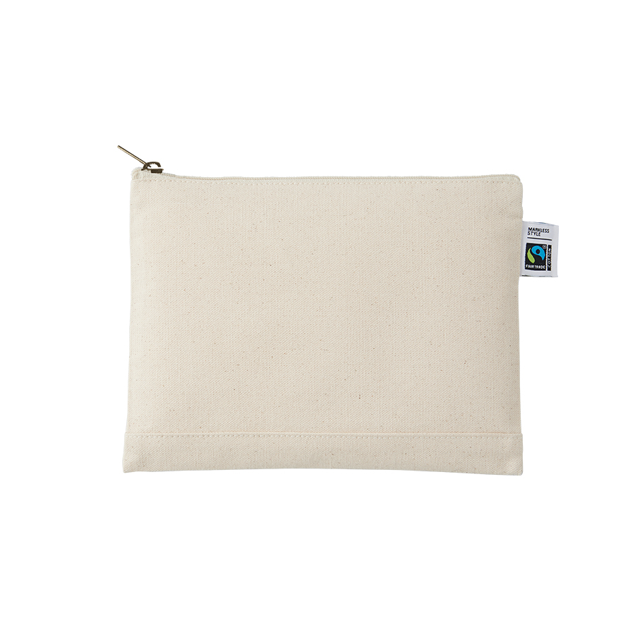 フェアトレードコットンキャンバスフラットポーチ（M）　ナチュラル