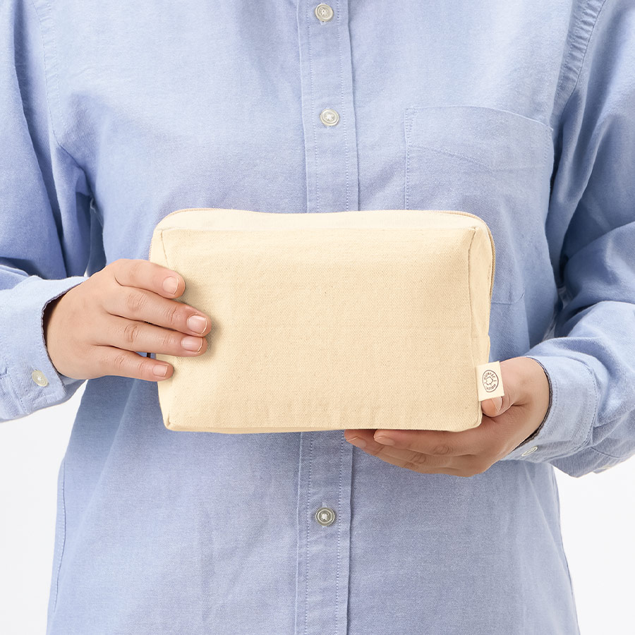 オーガニックコットンキャンバスファスナーポーチ　ナチュラル