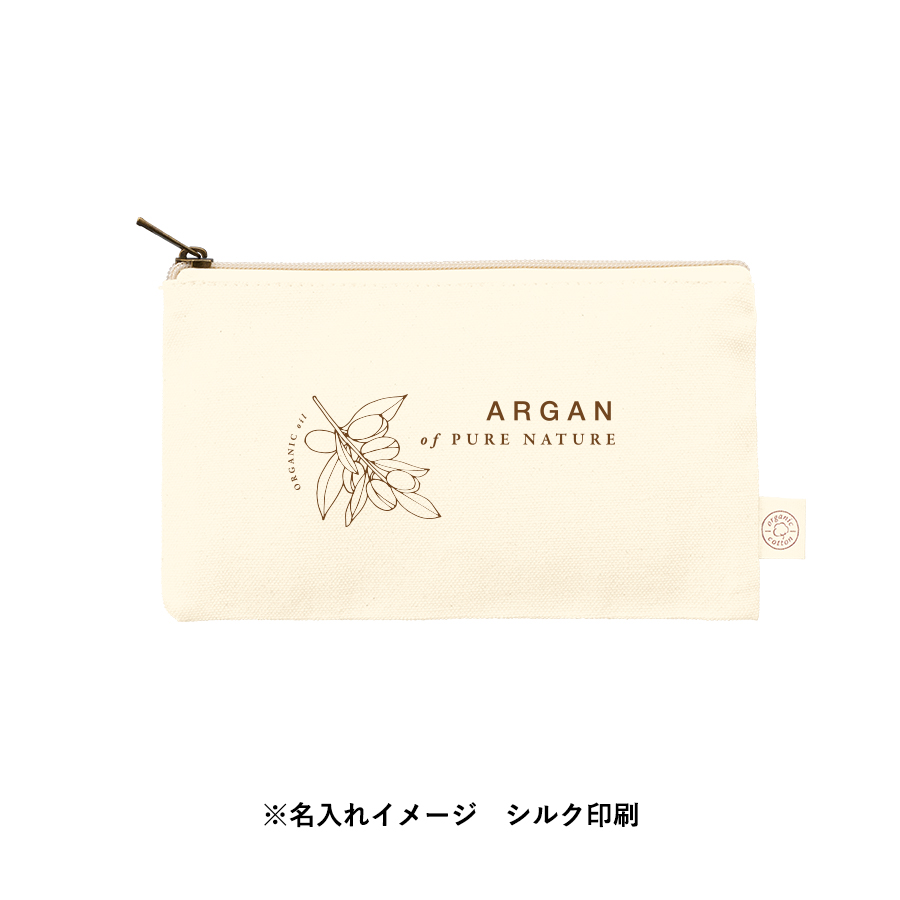 オーガニックコットンキャンバスフラットポーチ（S）　ナチュラル