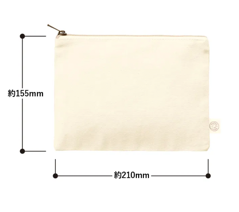 オーガニックコットンキャンバスフラットポーチ（M）　ナチュラル