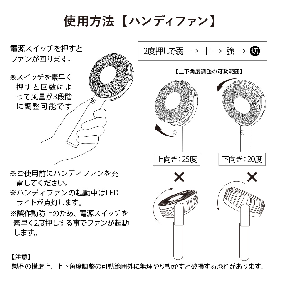 回転スタンド付ハンディファン