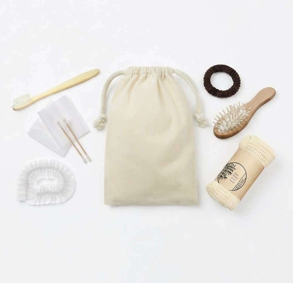 コットン巾着付き女性用アメニティセット　SUS Amenity Set -for WOMEN-